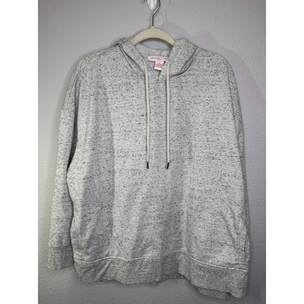 Adrienne Vittadini Sport Womens Gray Heathered 2X Pullover Hoodie With Drawstrin